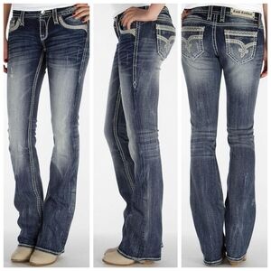 Rock Revival Sherry Bootcut B4 Low Rise Stretch Embellished Jeans, Size 27.